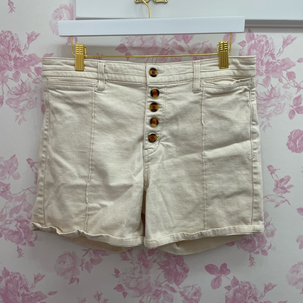 Pilcro and the Letterpress Cream High Waist Shorts